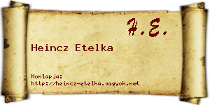 Heincz Etelka névjegykártya